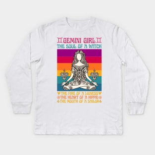 Gemini Girl Facts Gemini Girl Astrology Sign Kids Long Sleeve T-Shirt